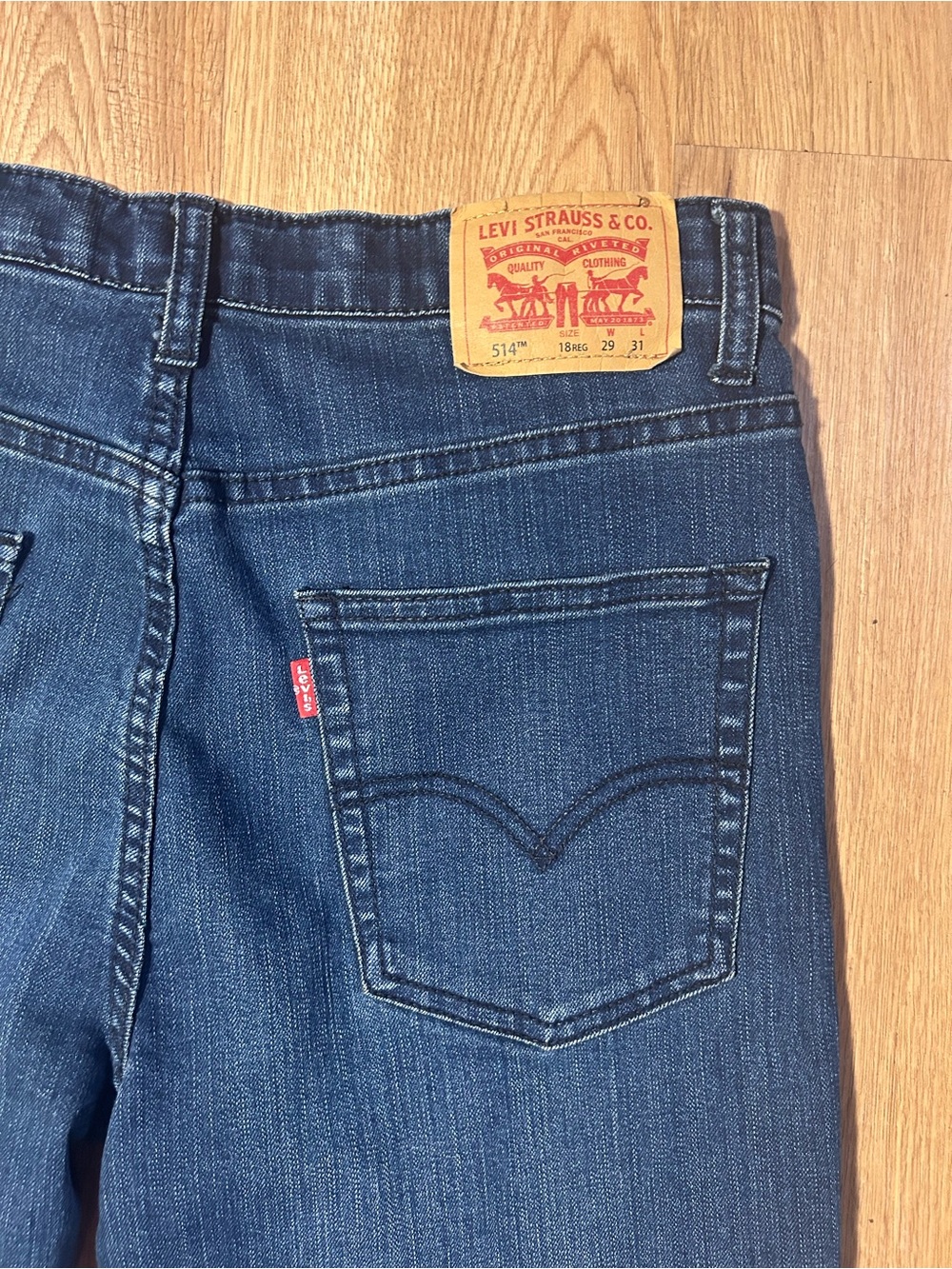 Levi’s 514 Boys 18 Regular W29 L31 Straight Leg Stretch Jeans Dark Wash - Picture 7 of 7